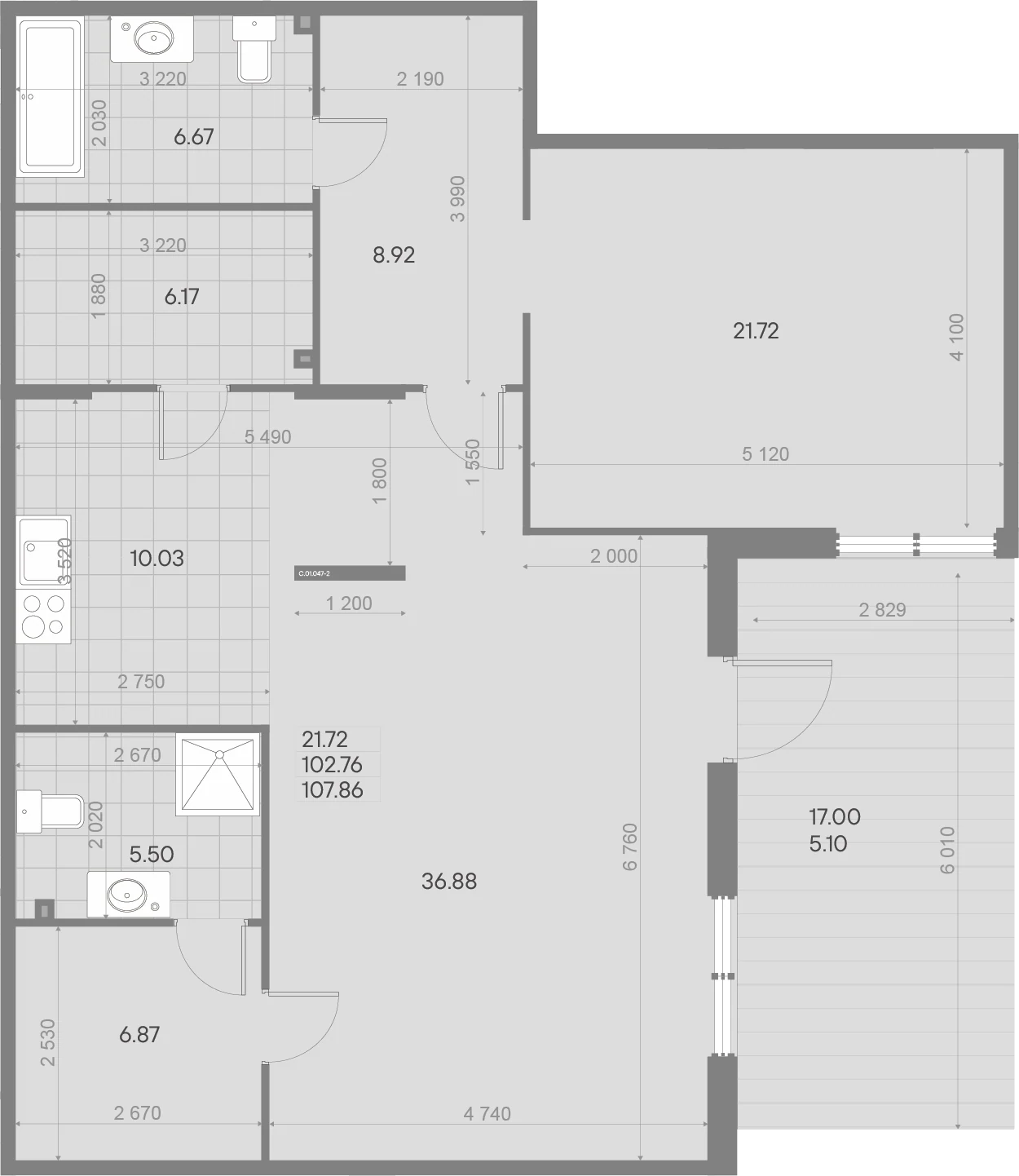 Планировка 2-комнатная 105,9 м² в клубном доме «Amo» — Клубный дом «Amo»